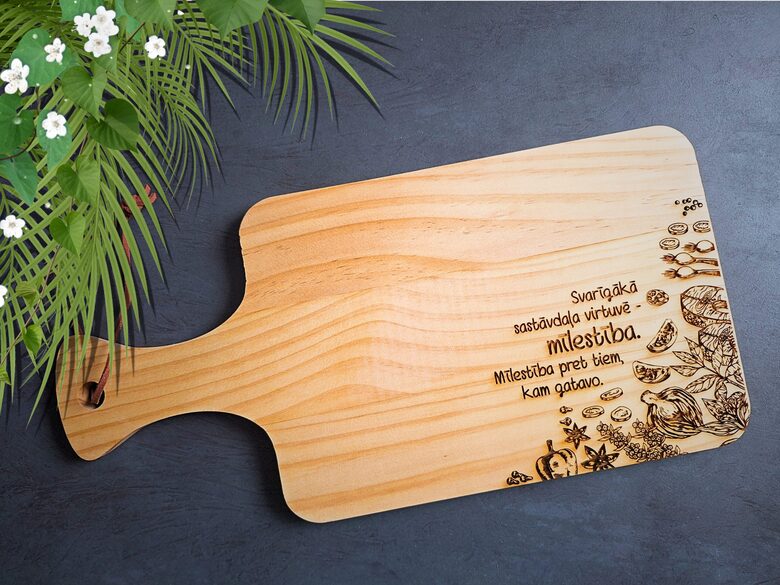 Virtuves dēlītis ar gravējumu (platais)