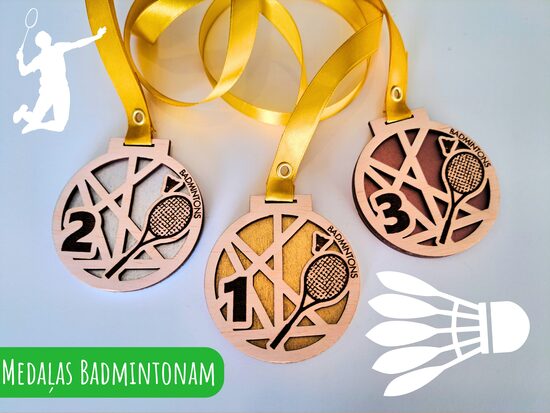 Medaļas badmintonam ar krāsotu pamatni #2