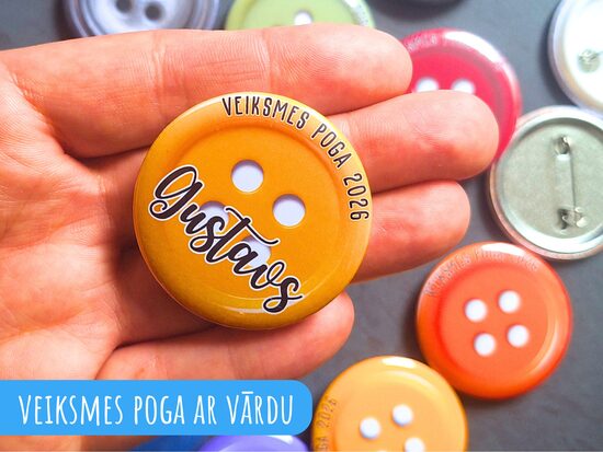 Nozīmīte "Veiksmes poga" ar vārdu