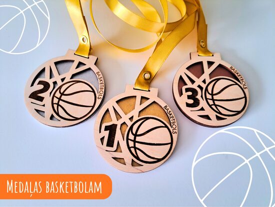 Medaļas basketbolam ar krāsotu pamatni #2
