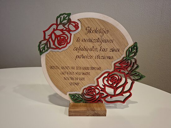 Dekors "Skolotāja ir neaizstājams ceļabiedrs..." (krāsainas rozes)