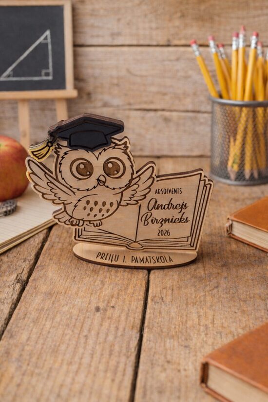 Pūcīte-absolvente statīvā