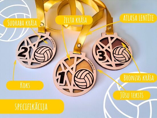 Medaļas volejbolam ar krāsotu pamatni #2