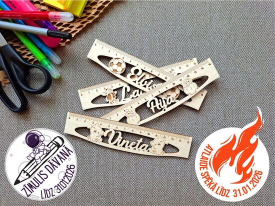 Personalizēts lineāls ar izgrieztu vārdu (15 cm) 