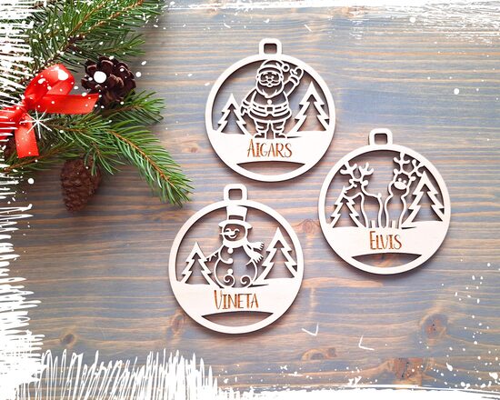 Personalizēti eglīšu dekori "Mežā"