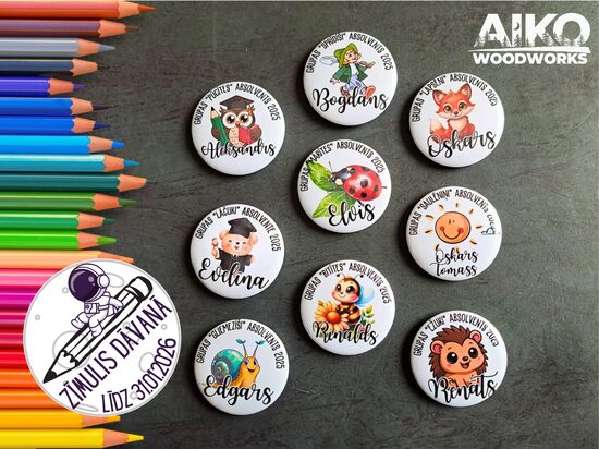 Nozīmītes - piespraudes ar apdruku