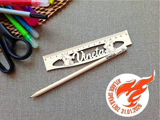 Komplekts "Personalizēts lineāls 15cm+zīmulis" *