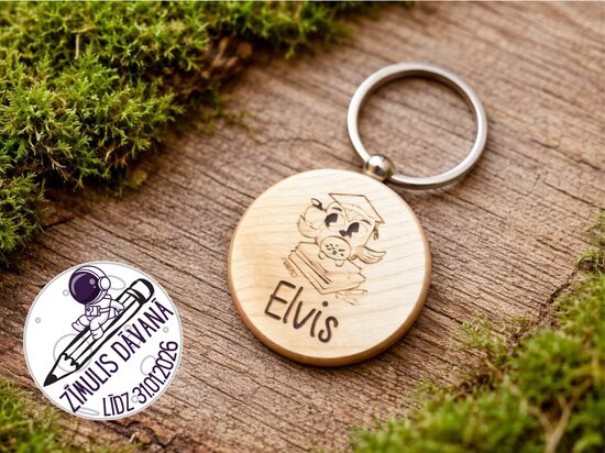 Personalizēts koka atslēgu piekariņš (apaļš) *