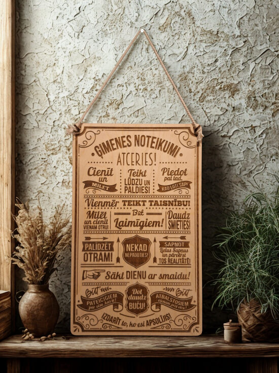 Dekoratīvs dēlītis "Ģimenes noteikumi"