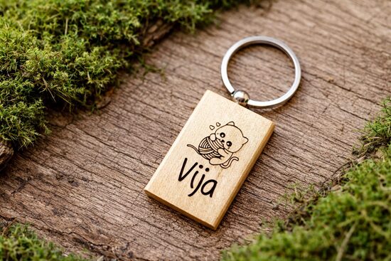 Personalizēts koka atslēgu piekariņš (taisnstūra) *